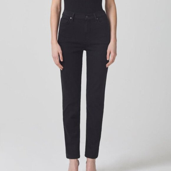 Citizens of Humanity Olivia High Rise Slim Jeans, Sueded Black, 31 - Picture 1 of 5